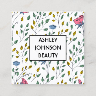 Wild Flower Pattern-Colourful Wild Flower-Floral Square Business Card