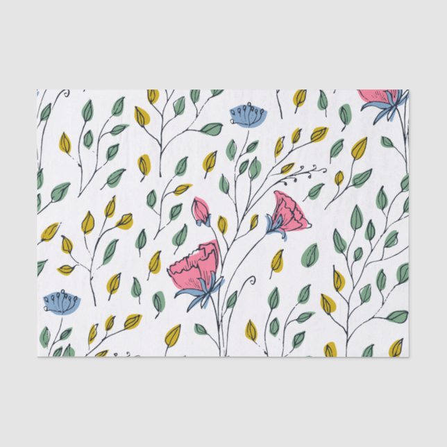 Wild Flower Pattern-Colourful Wild Flower-Floral Tissue Paper (Front)