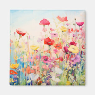 Wild Flower Poppy Concept Abstract Colourful Art Magnet