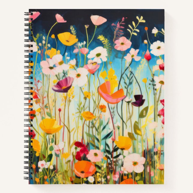 Wild Flower Poppy Concept Abstract Colourful Art Notebook (Front)