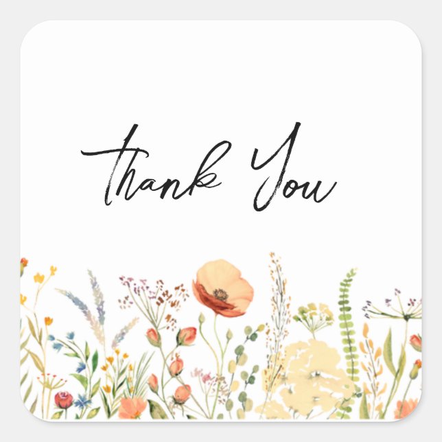 Wild Flower Thank You Sticker (Front)