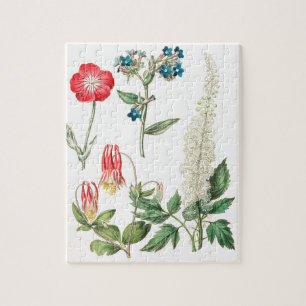 Wild Flower Vintage Botanical Print Jigsaw Puzzle