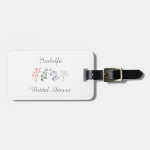 Wild Flower Watercolor Boho Bridal Shower Luggage Tag