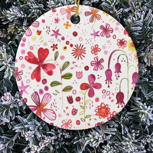 Wild Flower Watercolor Ceramic Ornament