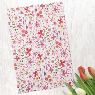 Wild Flower Watercolor Kitchen Towel