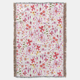 Wild Flower Watercolor Throw Blanket