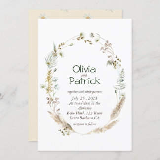 Wild flower watercolor tropical invitation