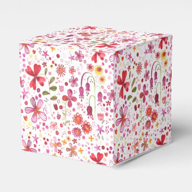 Wild Flower Watercolor Wedding Favor Box (Front Side)
