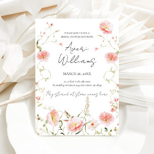 Wild Flower Watercolour Modern Boho Bridal Shower Invitation