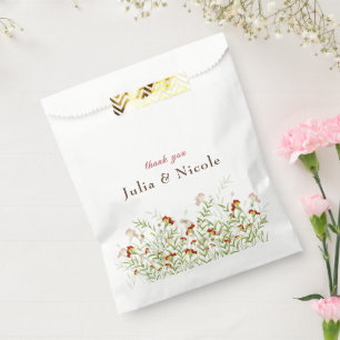 Wild Flower Yellow Marigold Foliage Wedding Favour Bag