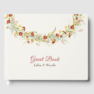 Wild Flower Yellow Marigold Foliage Wedding Guest Book