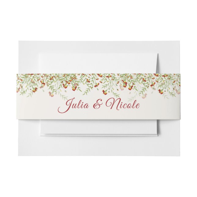 Wild Flower Yellow Marigold Foliage Wedding Invitation Belly Band (Front Example)