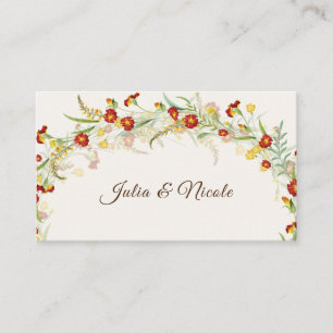 Wild Flower Yellow Marigold Foliage Wedding Place Card