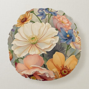 Wild flowers1 round pillow