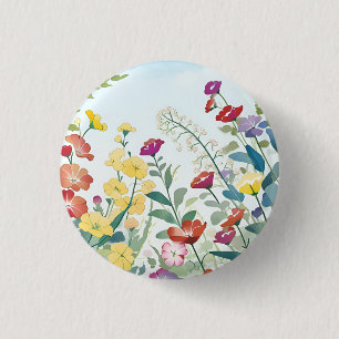 Wild Flowers 1 Inch Round Button