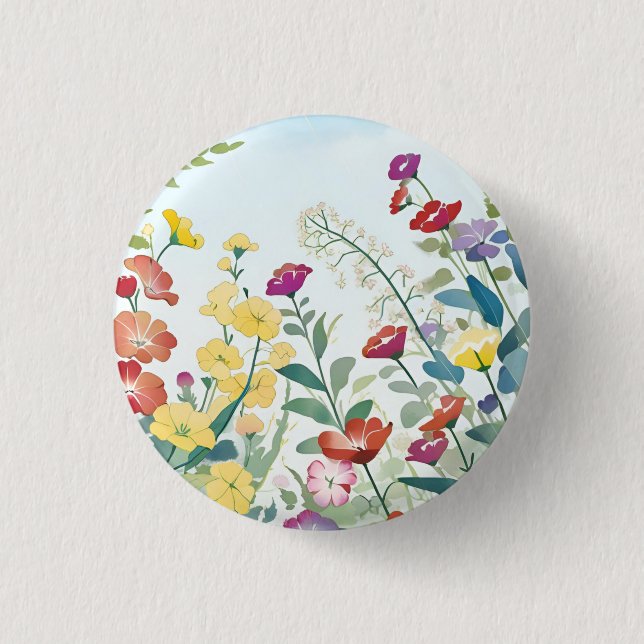 Wild Flowers 1 Inch Round Button (Front)