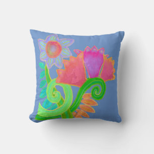 Wild Flowers Abstract Art Throw Pillow