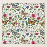 Wild flowers and butterflies on white scarf<br><div class="desc">Hand-painted collection of various butterflies and wild flowers.</div>