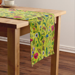Wild flowers and butterflies short table runner