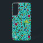 Wild flowers and moths on teal samsung galaxy case<br><div class="desc">Hand-painted collection of various wild flowers.</div>