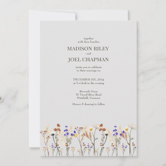  Wild flowers and photos Wedding Invitation  (Front)
