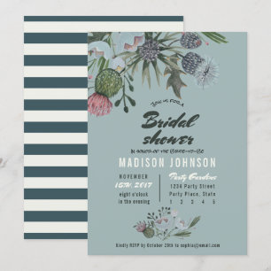 Wild Flowers blue Bridal Shower Invitations
