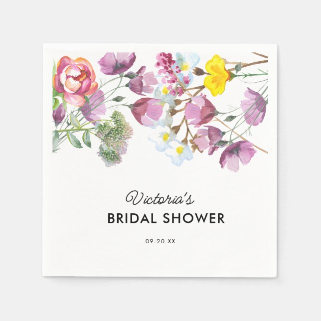 Wild Flowers |  Boho Bridal Shower  Napkin (Front)