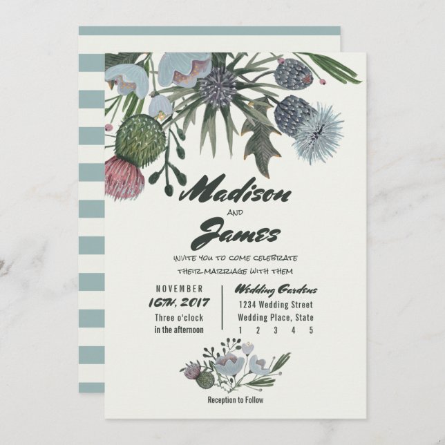 Wild Flowers Bouquet | blue | Wedding Invitations (Front/Back)