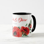 Wild flowers bouquet Wedding invitation  Mug<br><div class="desc">Wild flowers bouquet watercolor red poppy flor Wedding invitation. You can easily change the text.</div>