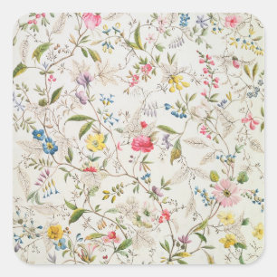 Wild flowers design for silk material, c.1790 (w/c square sticker