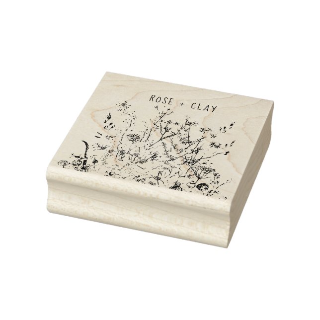 Wild Flowers Floral Art Personalized Rubber Stamp (Stamp)