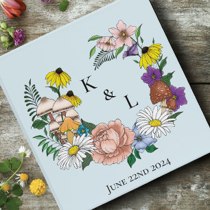 Wild Flowers Floral Blue Mushrooms Wedding Binder