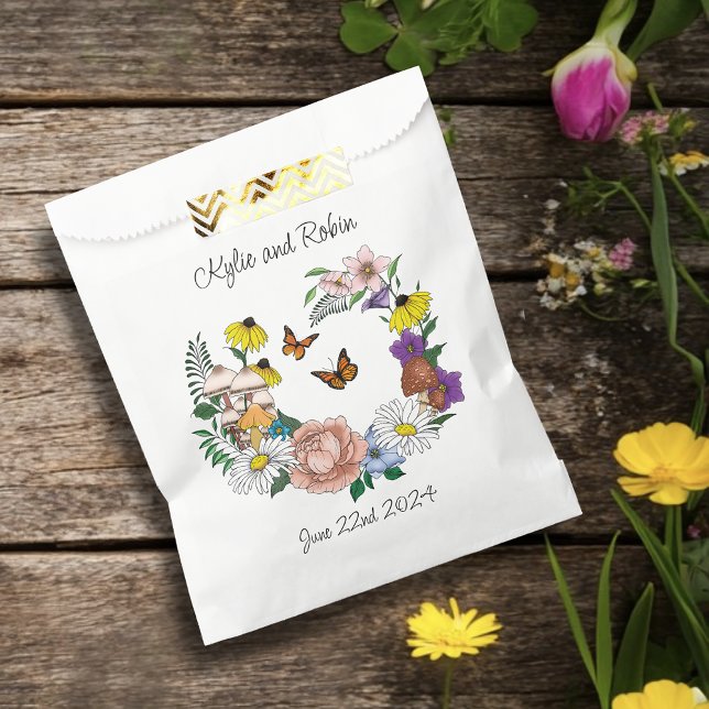 Wild Flowers Floral Blue Mushrooms Wedding Favour Bag (Creator Uploaded)