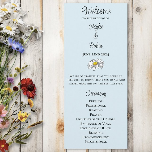 Wild Flowers Floral Blue Mushrooms Wedding Program (Creator Uploaded)