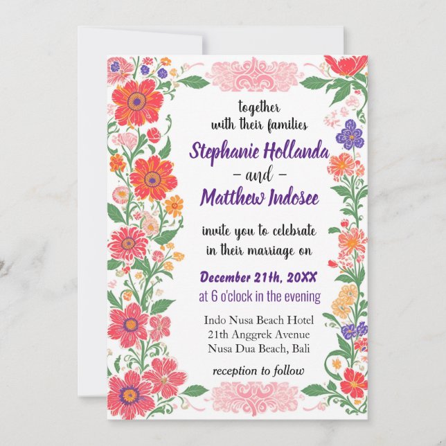 Wild Flowers Freedom Whimsy Unconventional Love -  Invitation (Front)