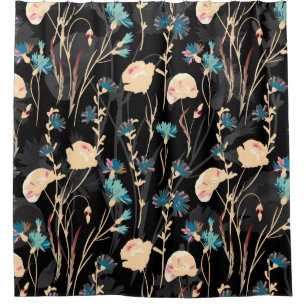 Wild flowers illustrations. Vintage seamless patte