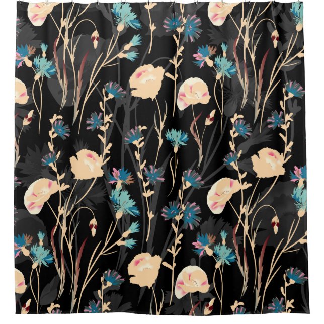 Wild flowers illustrations. Vintage seamless patte (Front)