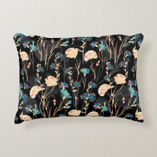 Wild flowers illustrations. Vintage seamless patte Accent Pillow