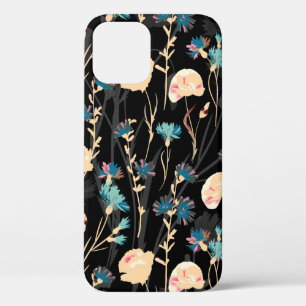 Wild flowers illustrations. Vintage seamless patte iPhone 12 Case