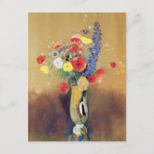 Wild flowers in a Long-necked Vase, c.1912 Postcard