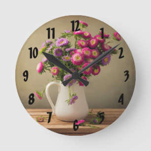 Wild Flowers in a Vase Wall Clock
