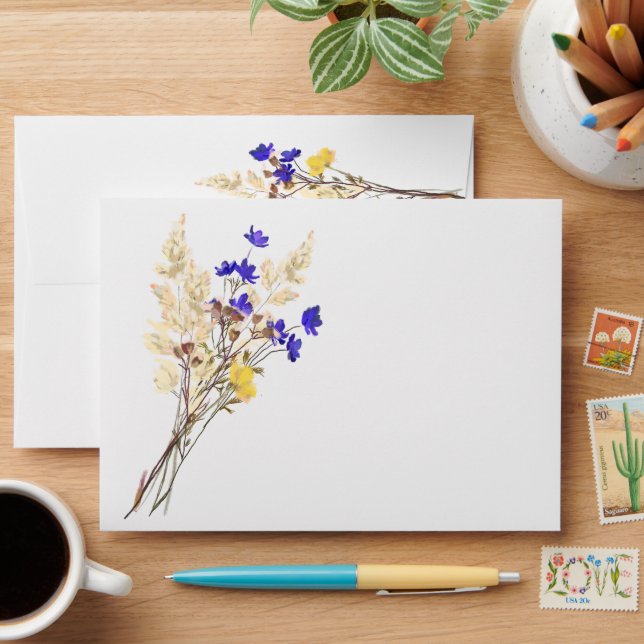 Wild flowers Lavender Wedding Envelope (Desk)