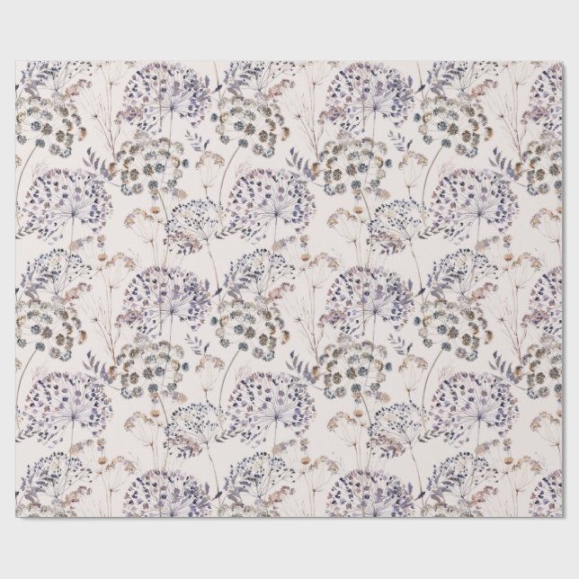 Wild Flowers Light Background Wrapping Paper (Flat)