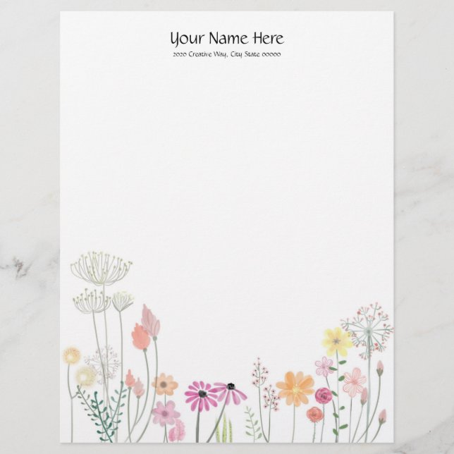 Wild Flowers Linen Letterhead (Front)