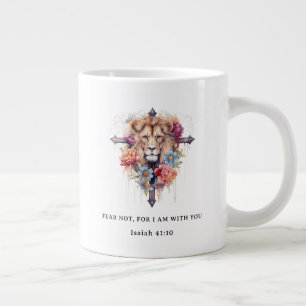 Wild Flowers Lion Of God Fear Not Bible Verse Large Coffee Mug