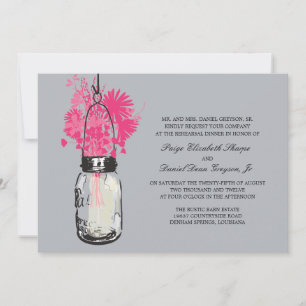 Wild flowers & Mason Jar Rehearsald Dinner Invitation