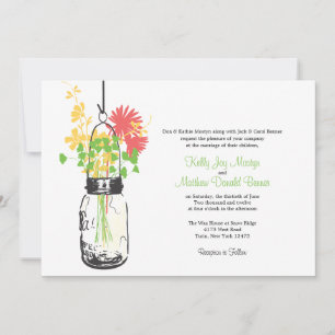 Wild flowers & Mason Jar Wedding Invitations