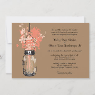 Wild flowers & Mason Jar Wedding Invitations