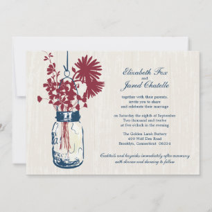 Wild flowers & Mason Jar Wedding Invitations