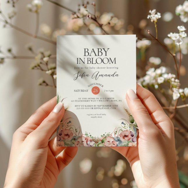 Wild Flowers Minimalist Baby Shower Invitation (Creator Uploaded)